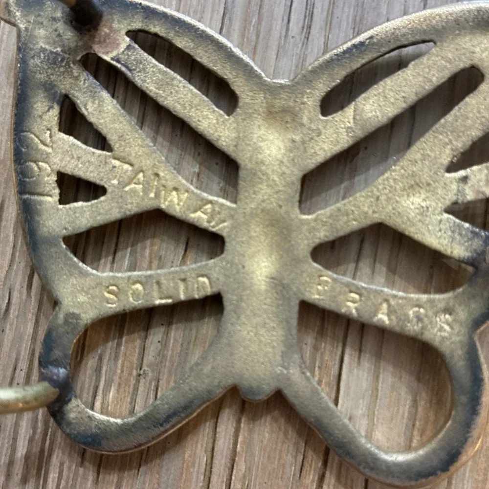 Belt Buckle Butterfly Shaped Figural Open Cutout Hippy Vibe Solid Brass Boho